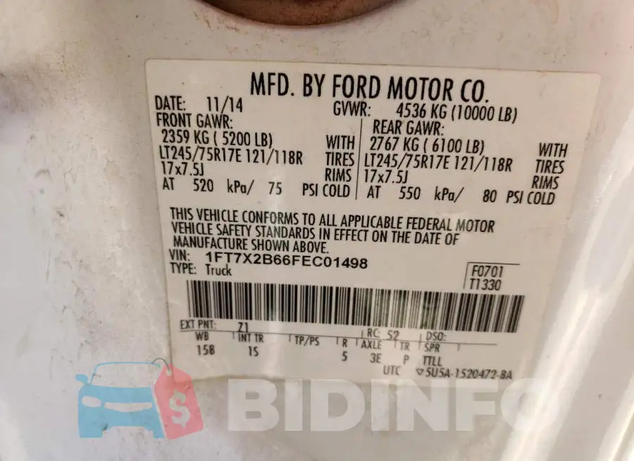1FT7X2B66FEC01498 Photo# 10