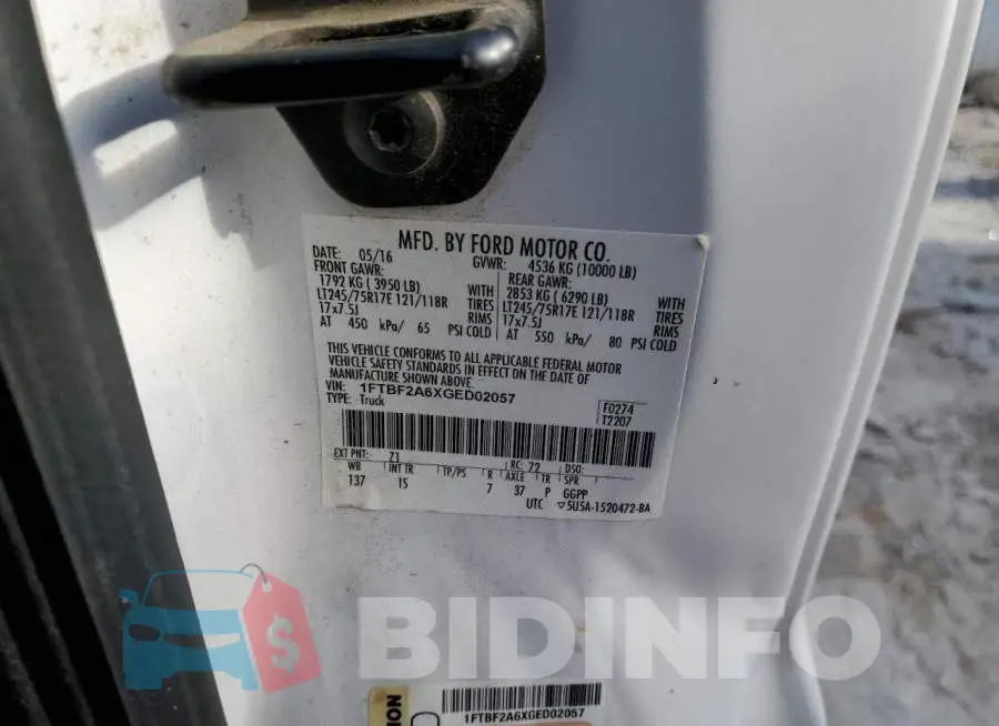 1FTBF2A6XGED02057 Photo# 12