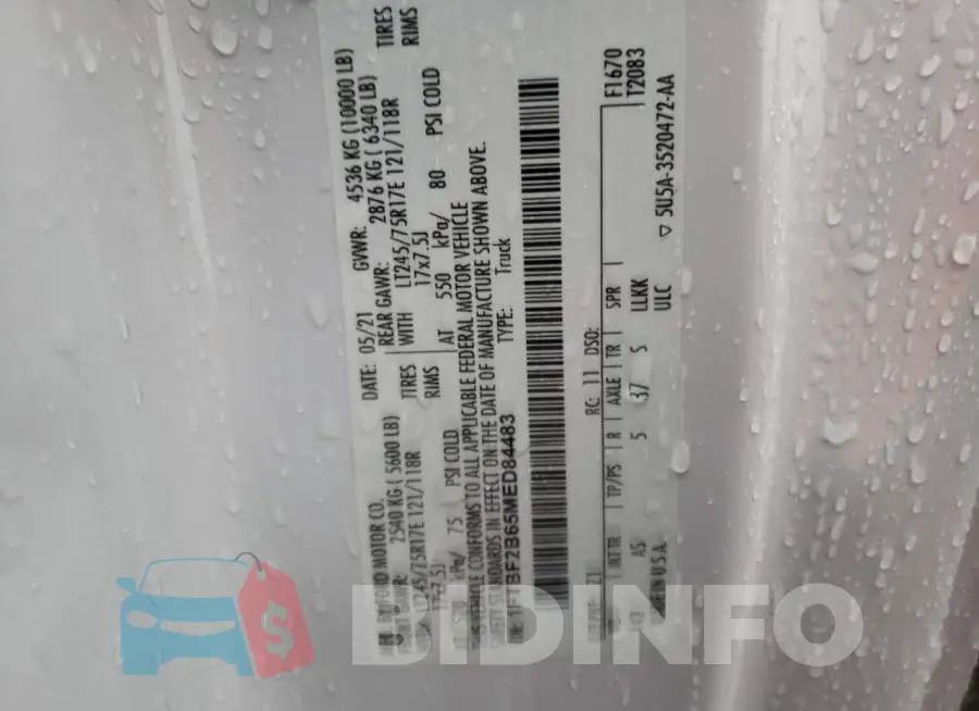1FTBF2B65MED84483 Photo# 10