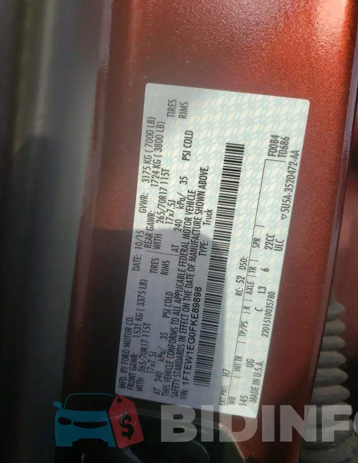 1FTEW1EG0FKE89898 Photo# 12