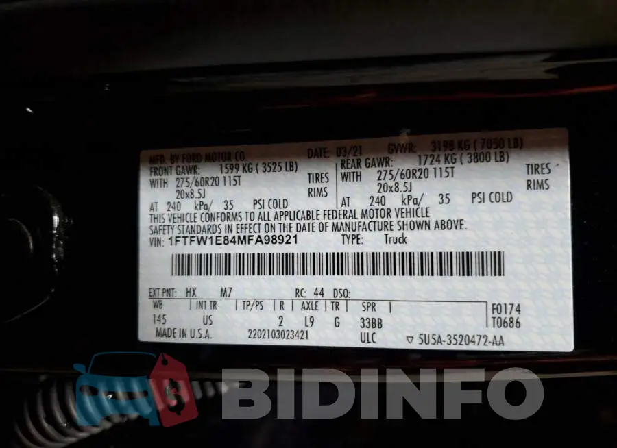 1FTFW1E84MFA98921 Photo# 13