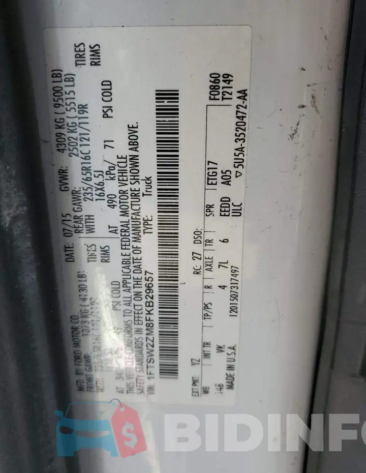 1FTSW2ZM8FKB29657 Photo# 13