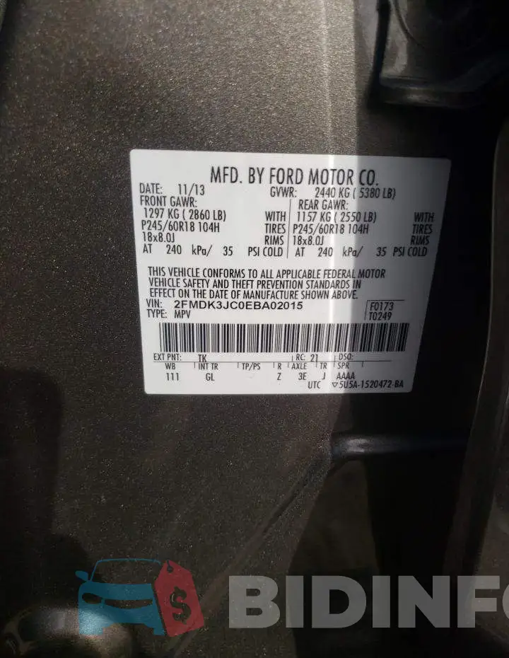 2FMDK3JC0EBA02015 Photo# 12