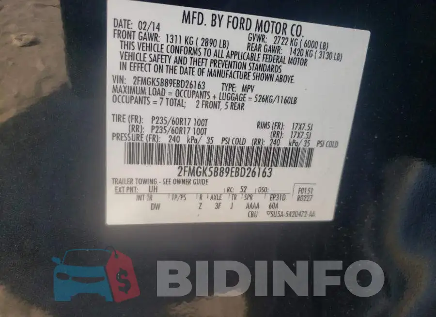 2FMGK5B89EBD26163 Photo# 13