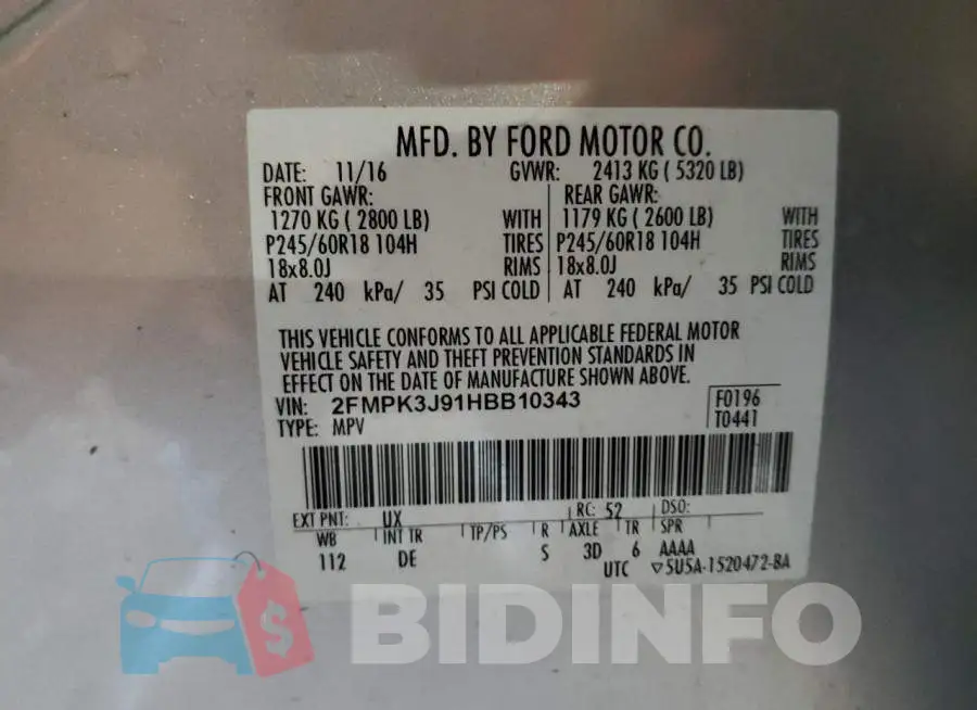 2FMPK3J91HBB10343 Photo# 14