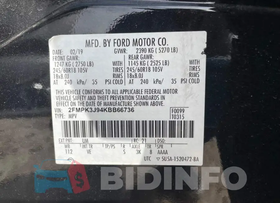 2FMPK3J94KBB66736 Photo# 10