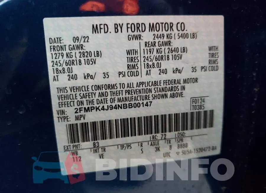 2FMPK4J94NBB00147 Photo# 13