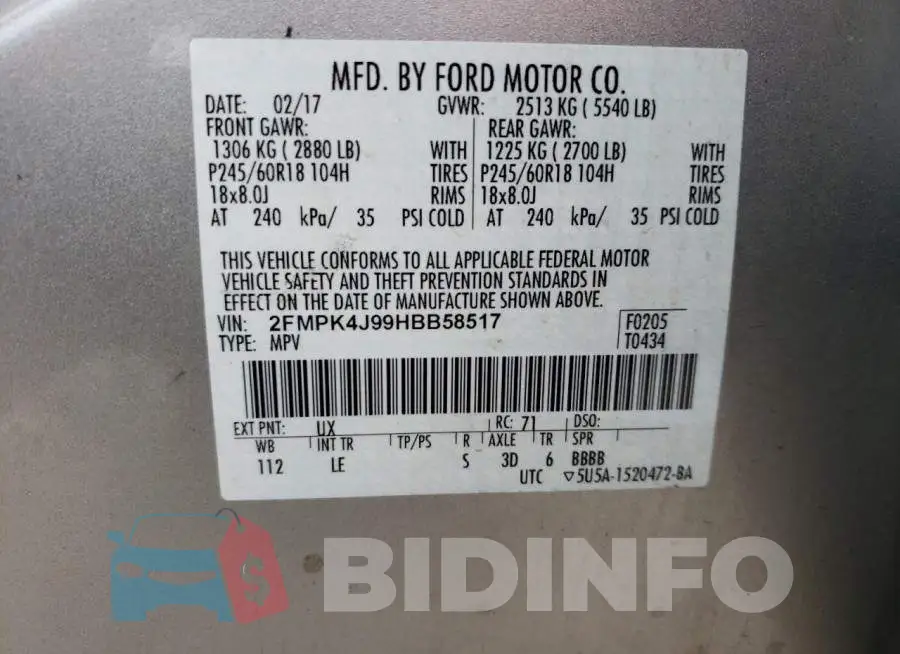 2FMPK4J99HBB58517 Photo# 13