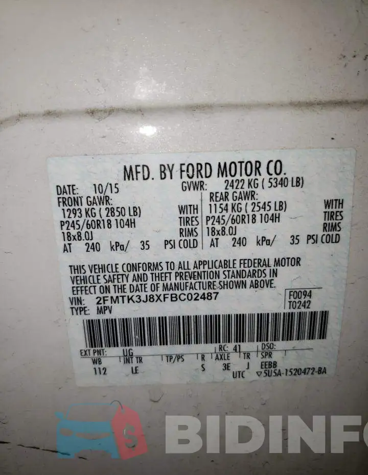 2FMTK3J8XFBC02487 Photo# 13