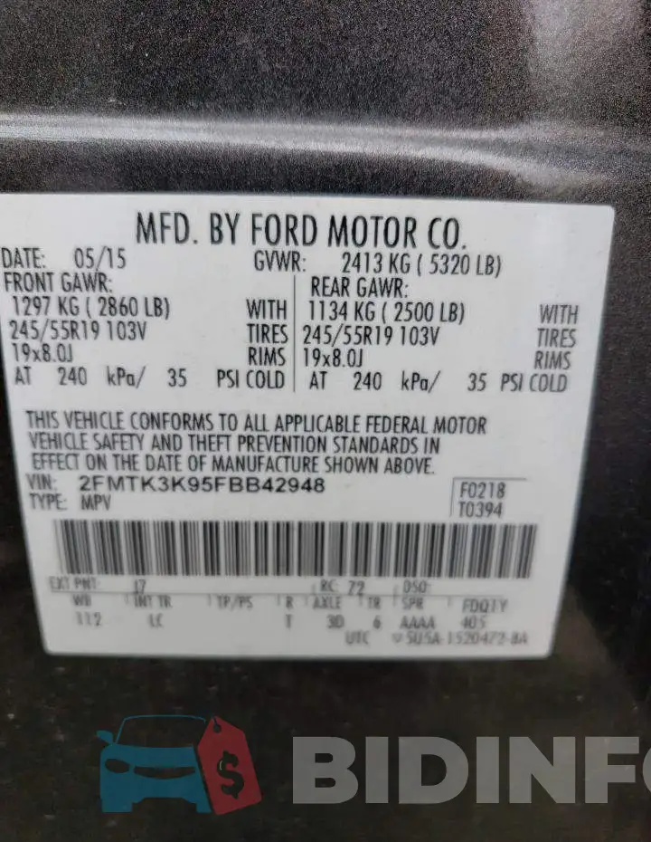 2FMTK3K95FBB42948 Photo# 12