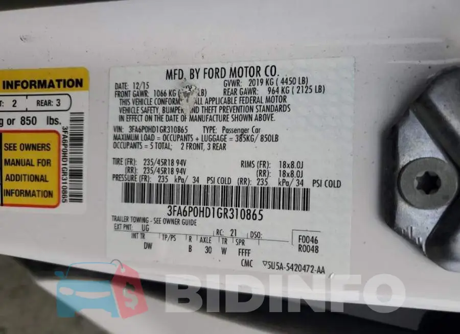 3FA6P0HD1GR310865 Photo# 12