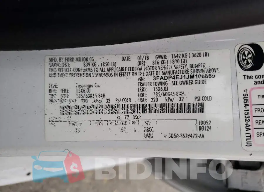 3FADP4EJ1JM106869 Photo# 12