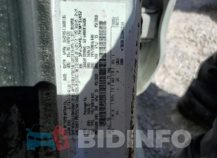 3FADP4EJ7KM133852 Photo# 10