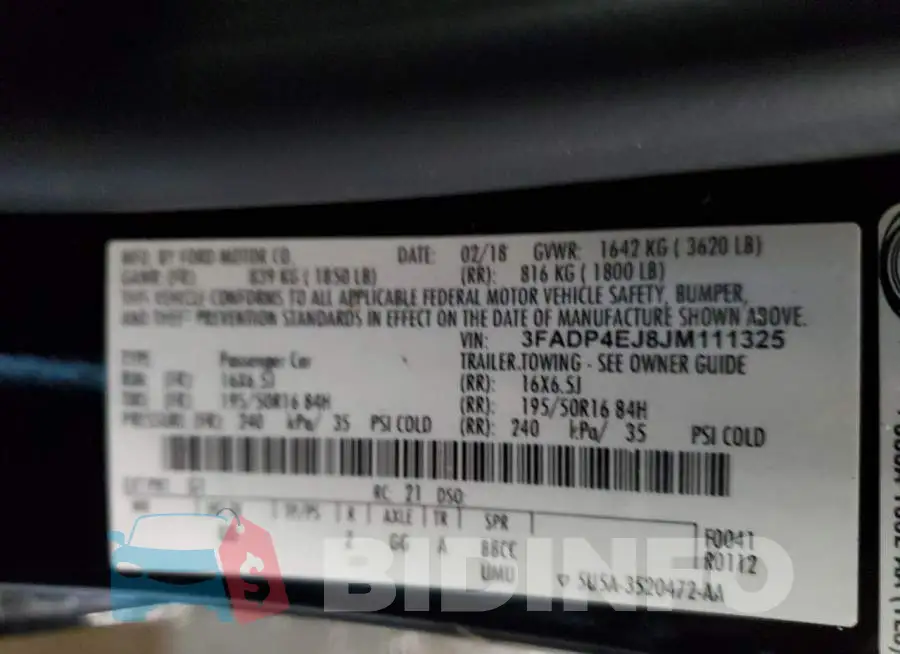 3FADP4EJ8JM111325 Photo# 10