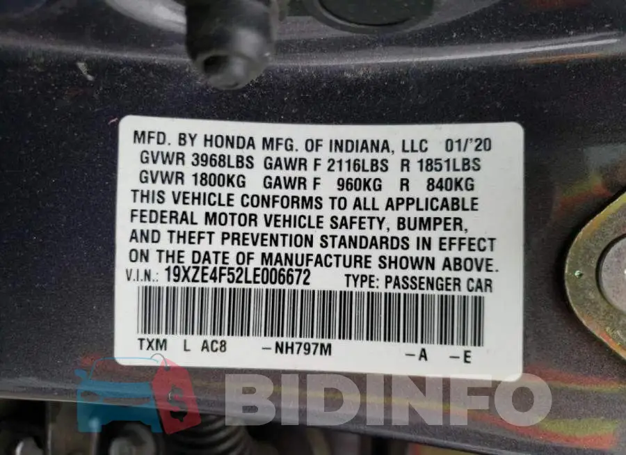 19XZE4F52LE006672 Photo# 12