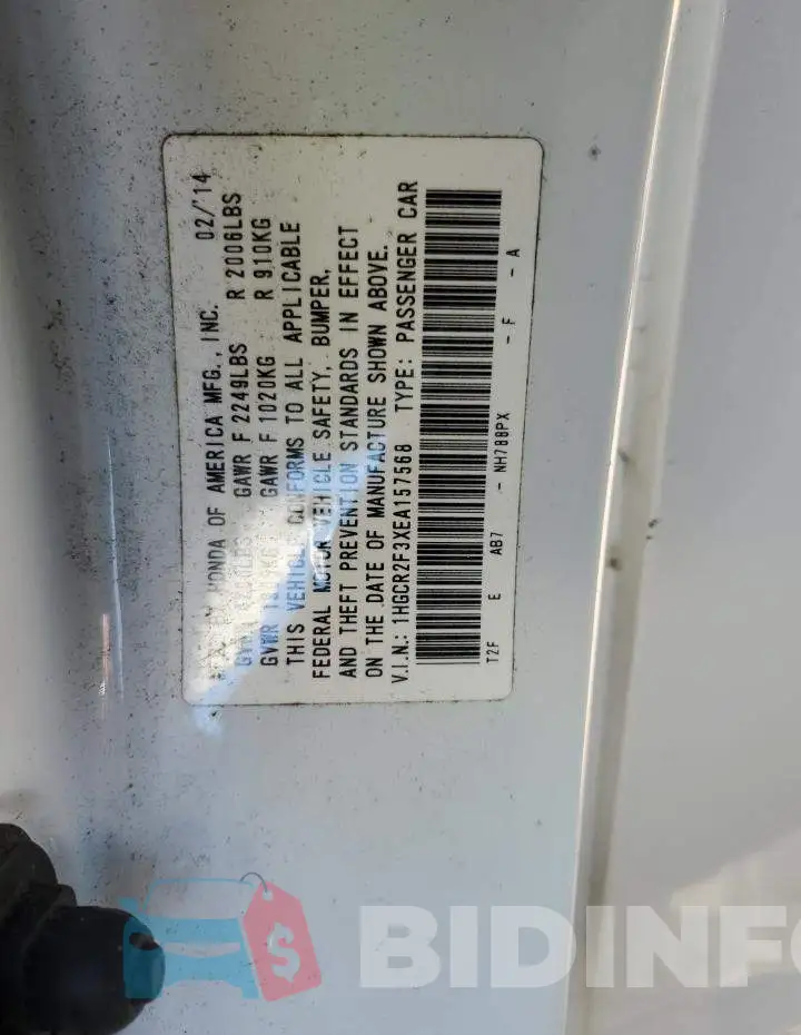 1HGCR2F3XEA157568 Photo# 13