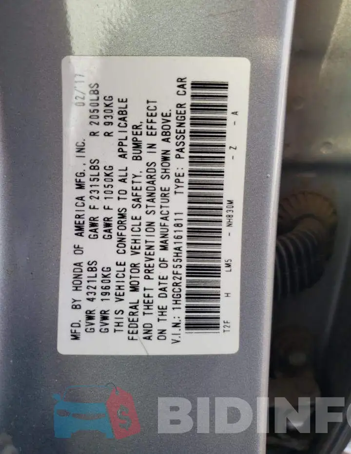 1HGCR2F55HA161811 Photo# 13