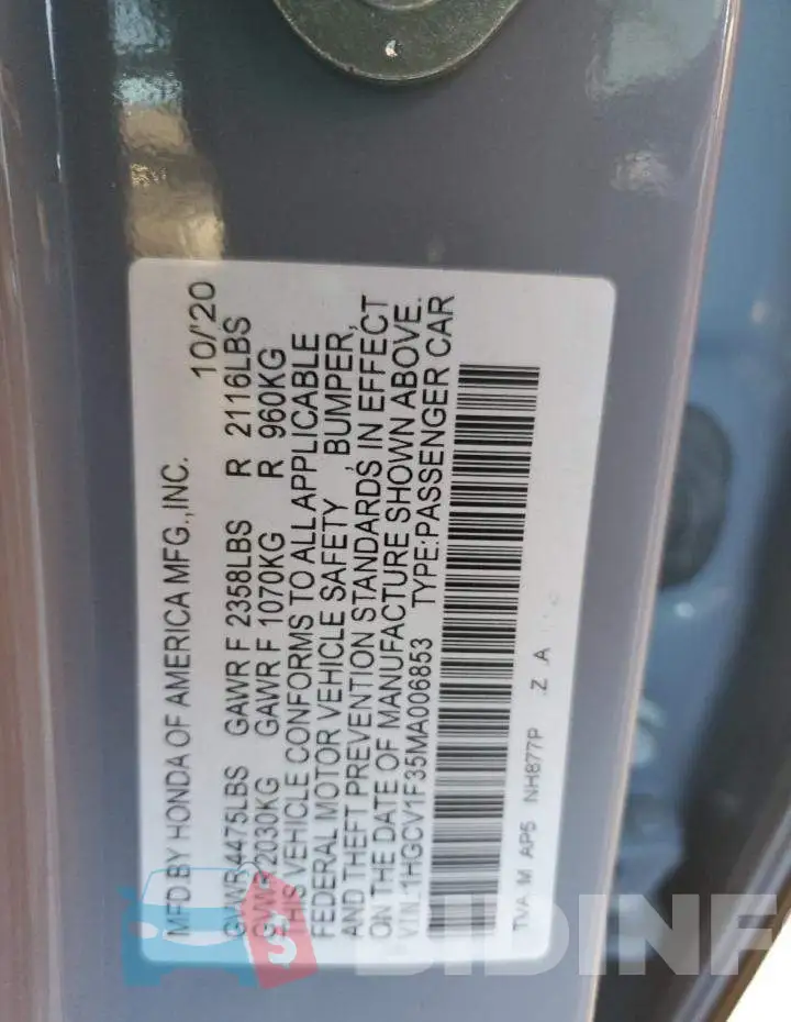 1HGCV1F35MA006853 Photo# 12