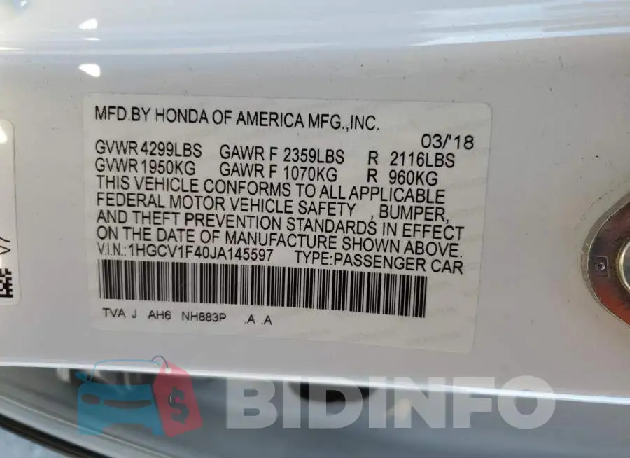 1HGCV1F40JA145597 Photo# 12