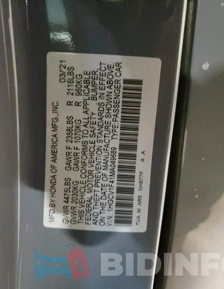 1HGCV1F41MA049689 Photo# 12