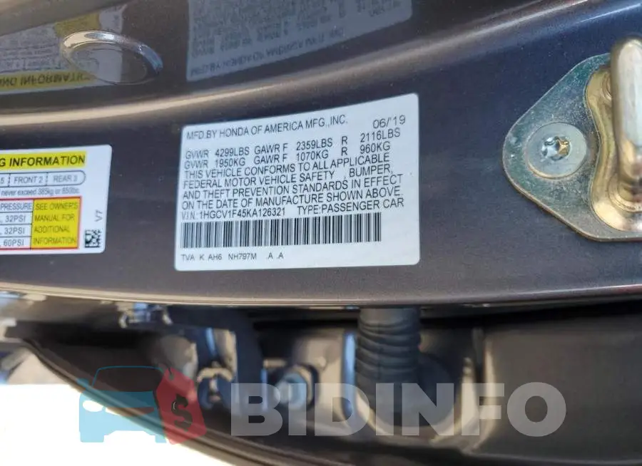 1HGCV1F45KA126321 Photo# 12