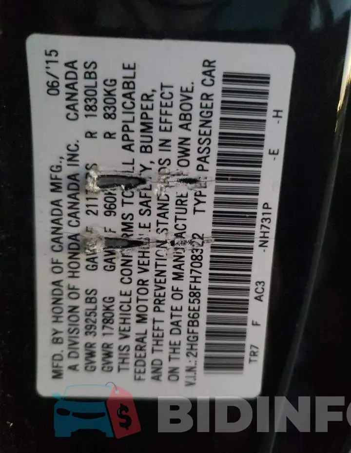 2HGFB6E58FH708322 Photo# 13