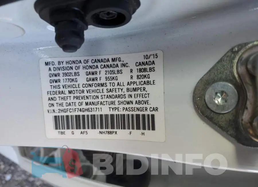 2HGFC1F74GH631711 Photo# 12