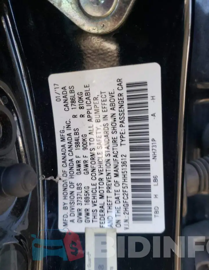 2HGFC2F57HH513612 Photo# 10