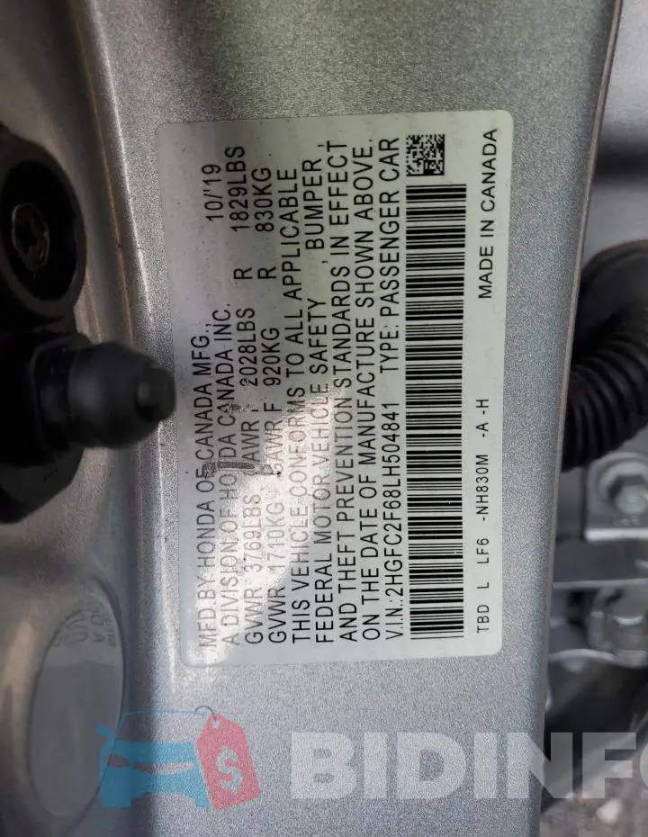 2HGFC2F68LH504841 Photo# 12