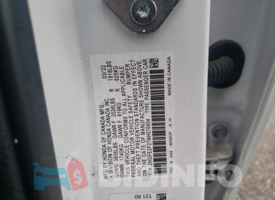 2HGFE2F27NH576804 Photo# 12