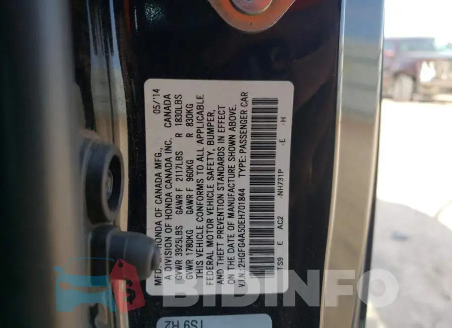2HGFG4A50EH701844 Photo# 12