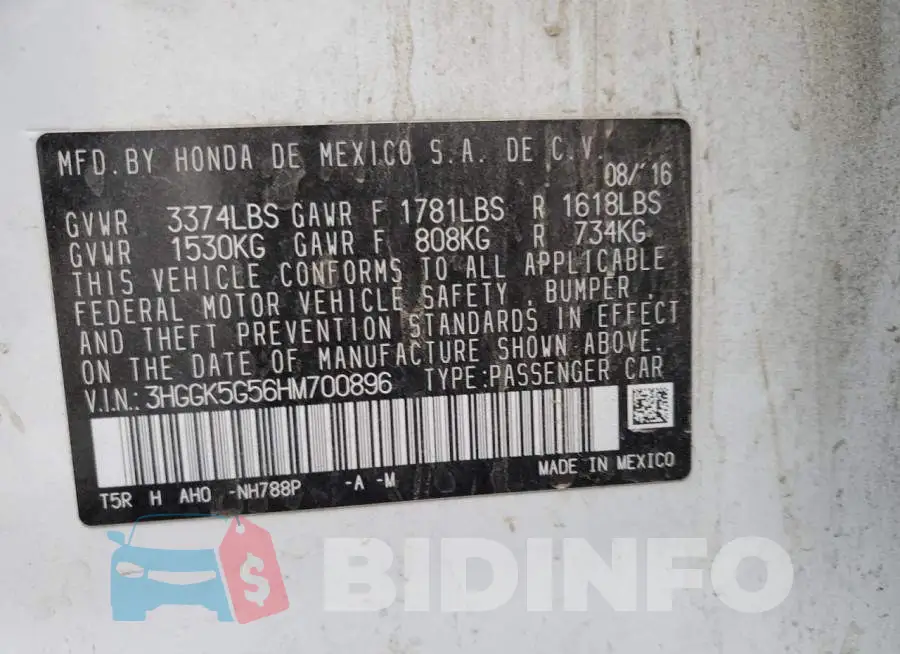 3HGGK5G56HM700896 Photo# 13