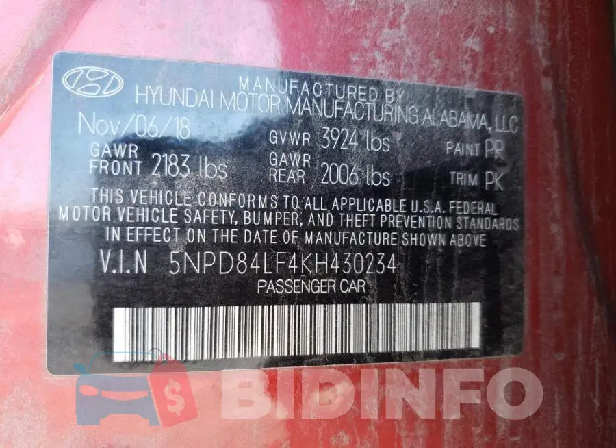 5NPD84LF4KH430234 Photo# 13