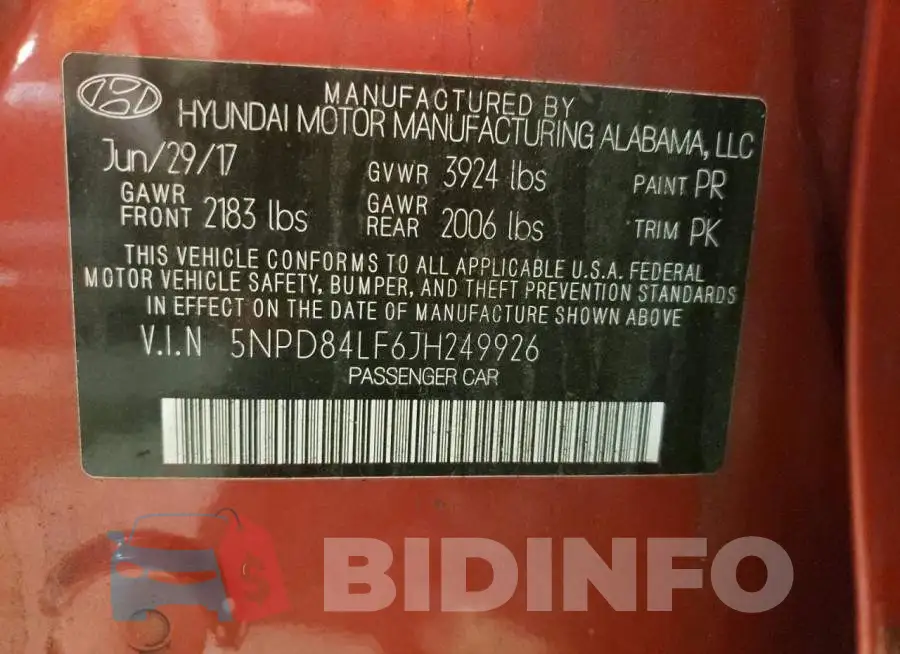 5NPD84LF6JH249926 Photo# 12