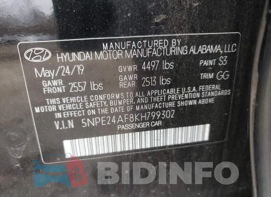 5NPE24AF8KH799302 Photo# 12