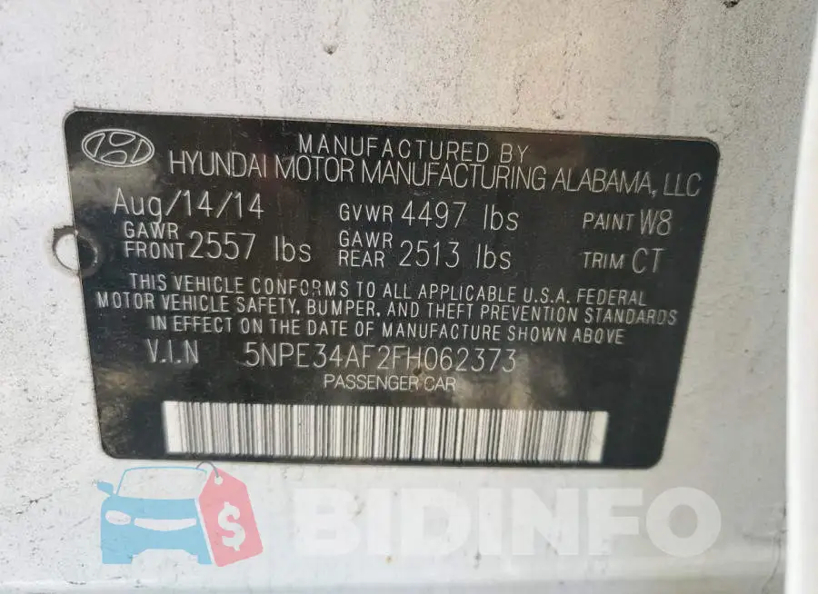 5NPE34AF2FH062373 Photo# 10