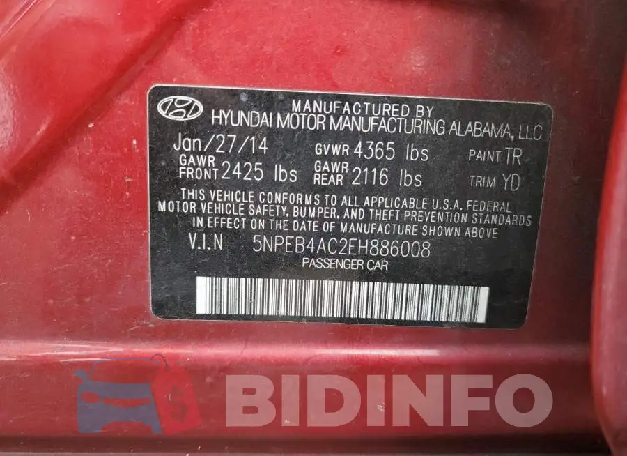 5NPEB4AC2EH886008 Photo# 12