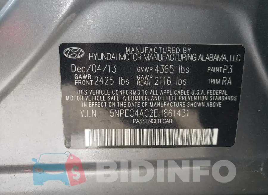 5NPEC4AC2EH861431 Photo# 10