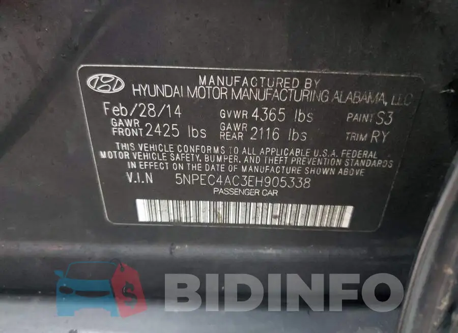 5NPEC4AC3EH905338 Photo# 12