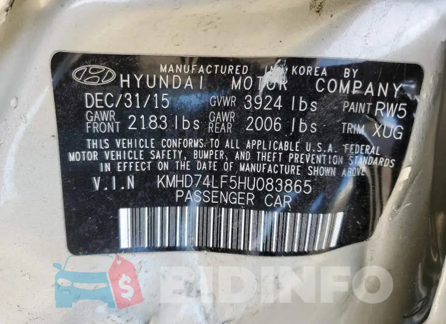 KMHD74LF5HU083865 Photo# 13