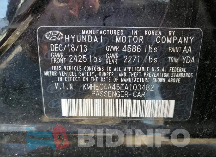 KMHEC4A45EA103482 Photo# 12