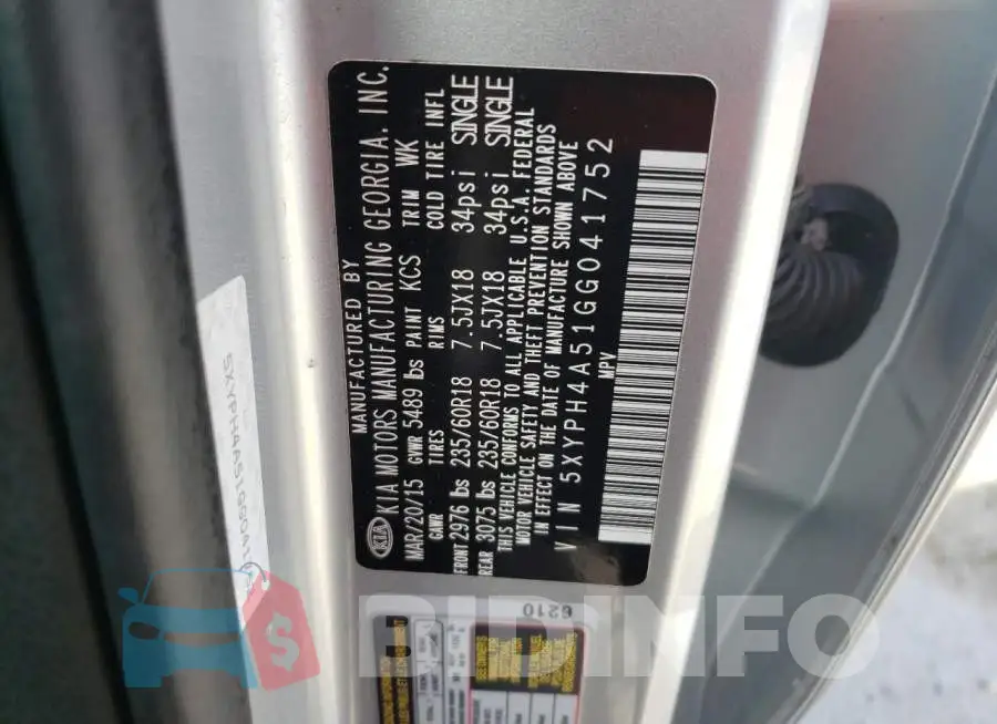 5XYPH4A51GG041752 Photo# 13