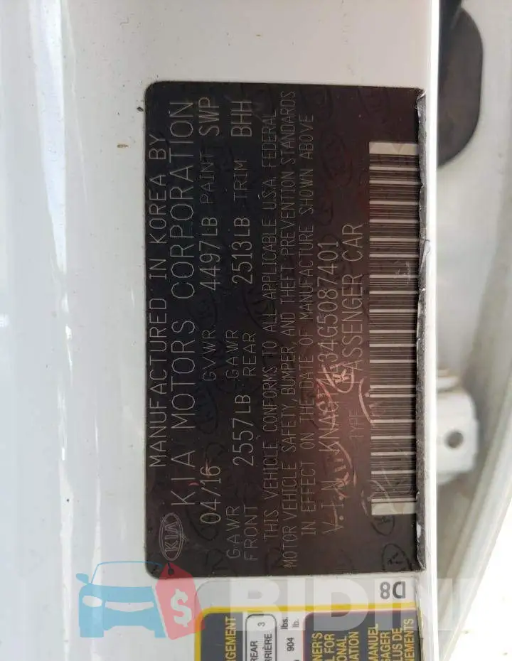KNAGT4L34G5087401 Photo# 10