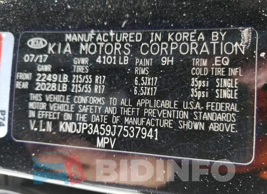 KNDJP3A59J7537941 Photo# 13