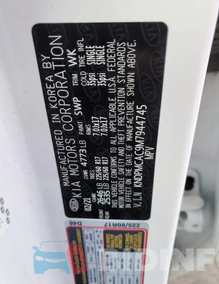 KNDPMCAC9M7944745 Photo# 13