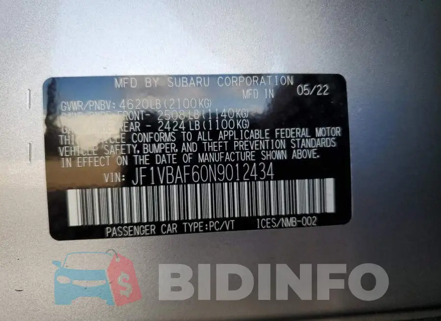 JF1VBAF60N9012434 Photo# 10
