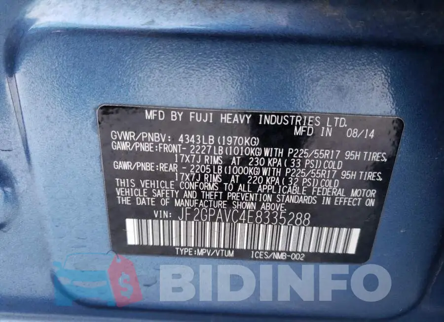 JF2GPAVC4E8335288 Photo# 13