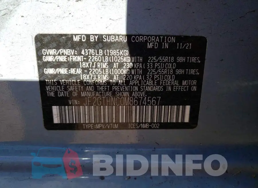 JF2GTHNC0M8674567 Photo# 13