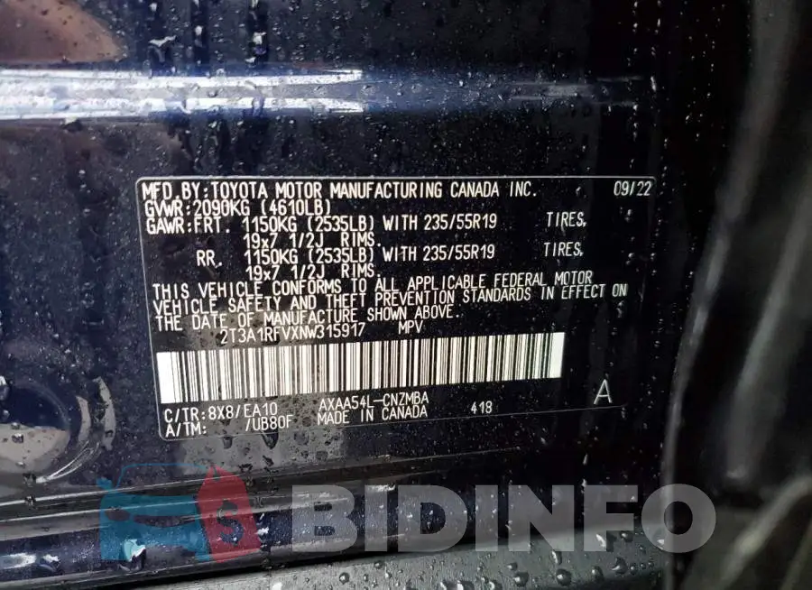 2T3A1RFVXNW315917 Photo# 13