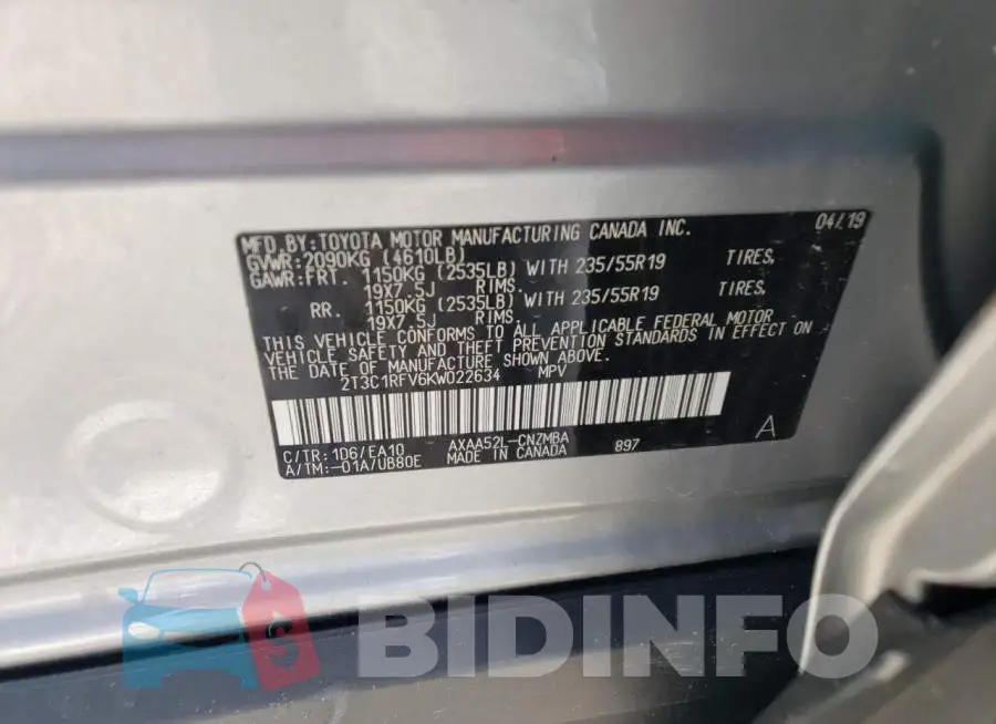 2T3C1RFV6KW022634 Photo# 10